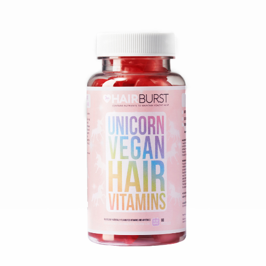 Vitamine vegane masticabile pentru par Unicorn Vegan, 60 jeleuri gumate, HairBurst