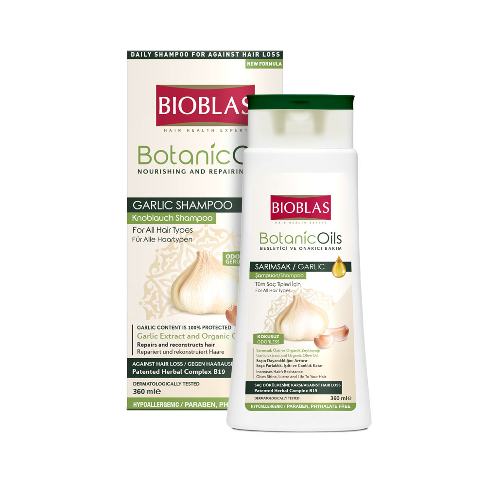 Sampon pentru par Botanics Oils Garlic, 360 ml, Bioblas
