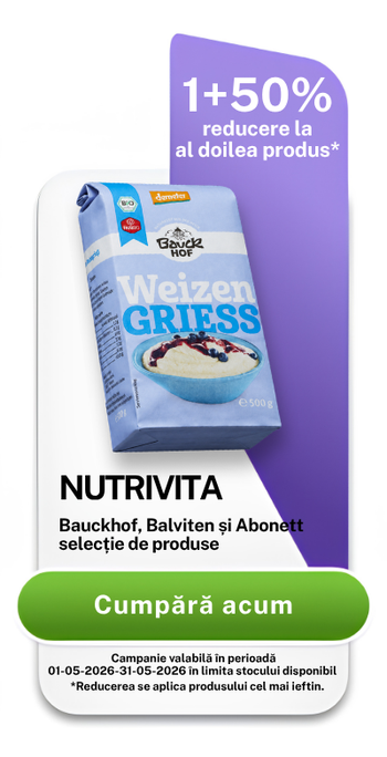 Promotie cu reducere 50% la al doilea produs la Nutrivita - Bauckhof, Balviten si Abonett