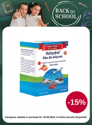 Back to School cu 15% reducere la Rehydrol