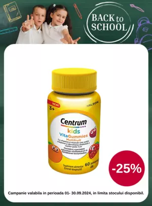 Back to School cu 25% reducere la Centrum Kids 