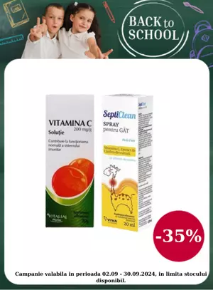 Back to School cu reducere 35% la Vitalia si Septiclean