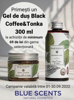 Campanie cu produs promotional Blue Scents Gel de dus Black Coffee & Tonka 300 ml