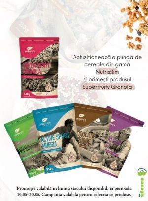 cu produs promotional Nature`s Finest Granola eco cu fructe 320 gr