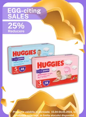 Egg-citing Sales cu reducere 25% la Huggies