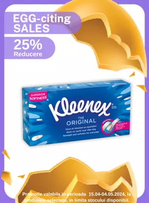 Egg-citing Sales cu reducere 25% la Kleenex