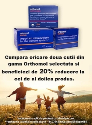 Promotie cu 20% reducere la al doilea produs cumparat Orthomol