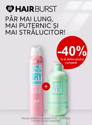 Promotie cu 40% reducere la al doilea produs cumparat Hairburst