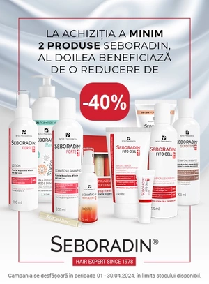 Promotie cu 40% reducere la al doilea produs cumparat Seboradin