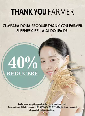 Promotie cu 40% reducere la al doilea produs cumparat Thank You Farmer