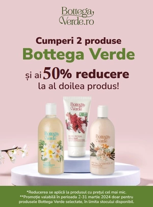 Promotie cu 50% reducere la al doilea produs cumparat  Bottega Verde