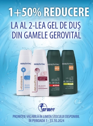 Promotie cu 50% reducere la al doilea produs Gerovital