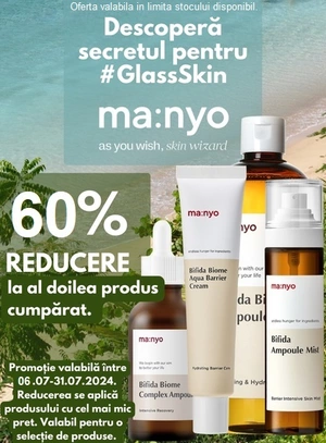 Promotie cu 60% reducere la al doilea produs cumparat Manyo