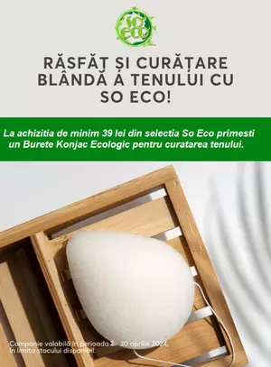 Promotie cu produs promotional So Eco Burete Konjac Ecologic pentru curatarea tenului