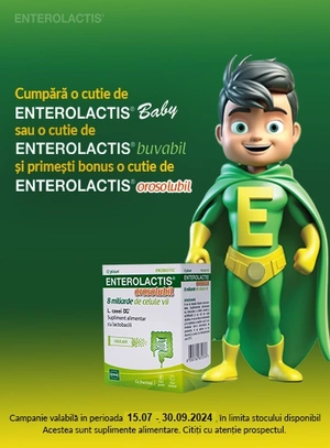 Promotie cu produs promotional Sofar Enterolactis 12 plicuri