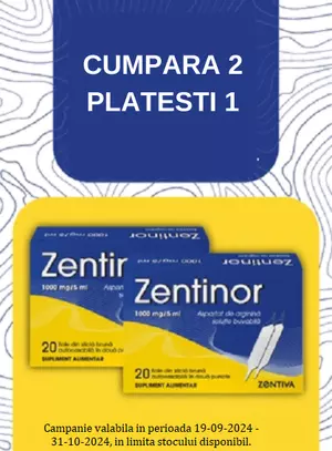 Promotie cu produs promotional  Zentinor aspartat de arginina1000 mg