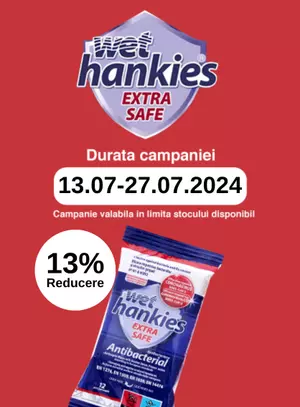 Promotie cu reducere 13% la Wet Hankies
