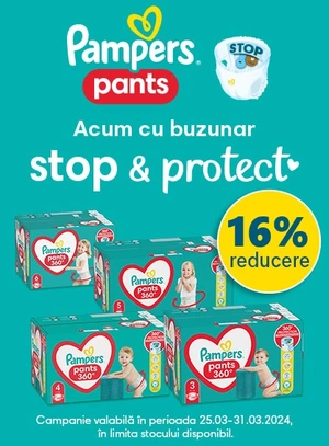 Promotie cu reducere 16% la Pampers Pants