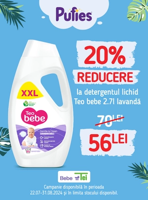 Promotie cu reducere 20% la Teo Bebe Detergent