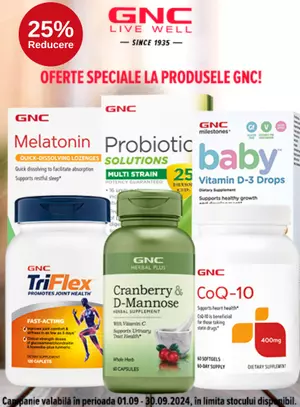 Promotie cu reducere 25% la GNC