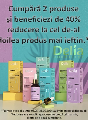 Promotie cu reducere 40% la al doilea produs Delia