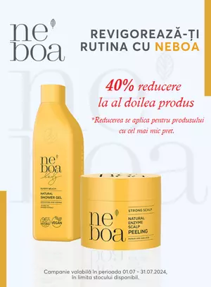 Promotie cu reducere 40% la al doilea produs Neboa