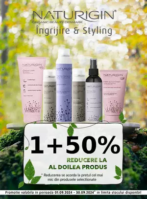 Promotie cu reducere 50% la al doilea produs Naturigin