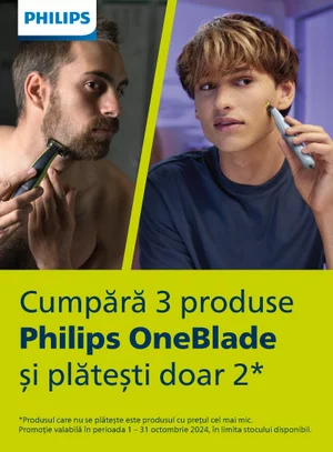 Promotie cumperi 3 platesti 2 la Philips One Blade