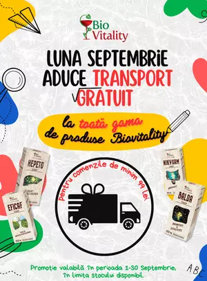 Transport gratuit la Bio Vitality