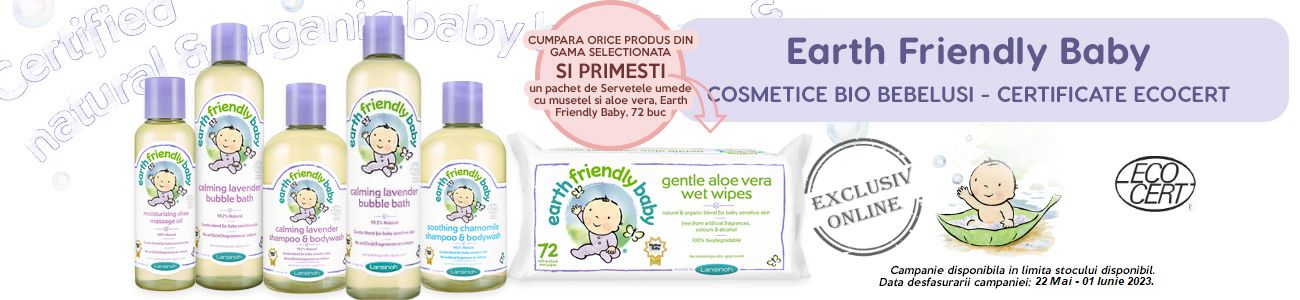 Promotie cu produs promotional Earth Friendly Baby Servetele umede cu musetel si aloe vera 72 bucati