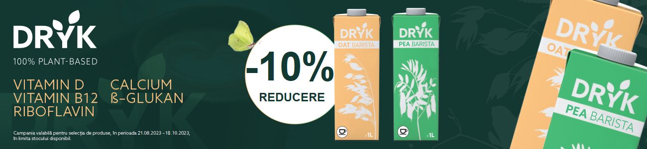 promotie cu reducere 10% la Dryk