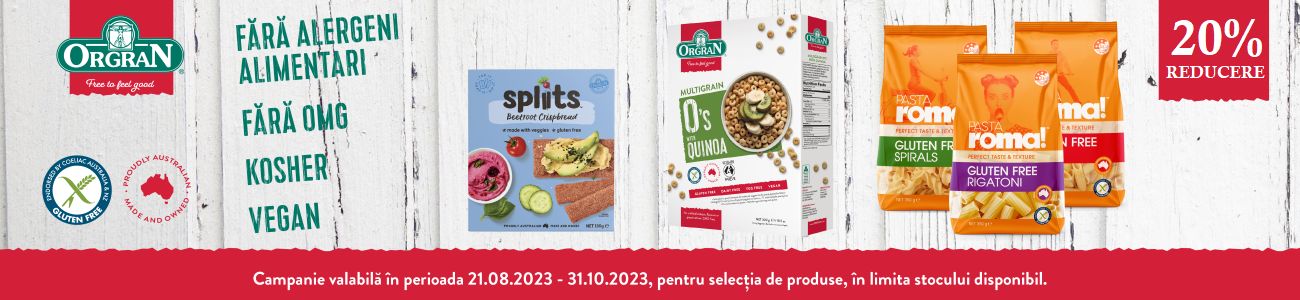 Promotie cu reducere 20% la Orgran