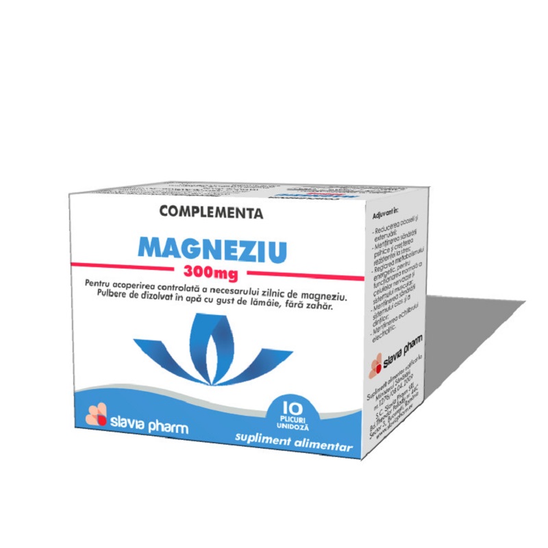 Magneziu, 300 mg, 10 plicuri, Slavia Pharm