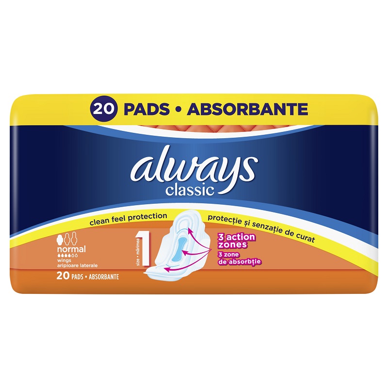 Absorbante Always Duo Pack Classic Normal Plus, 20 bucati, P&G