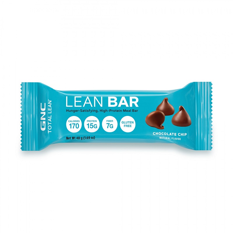 Baton proteic cu fibre si fulgi de ciocolata Lean Bar, 48 g, GNC