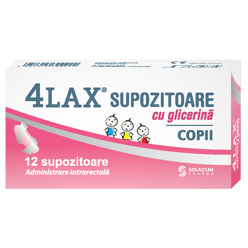4Lax Supozitoare cu glicerina pentru copii, 12 bucati, Solacium Pharma
