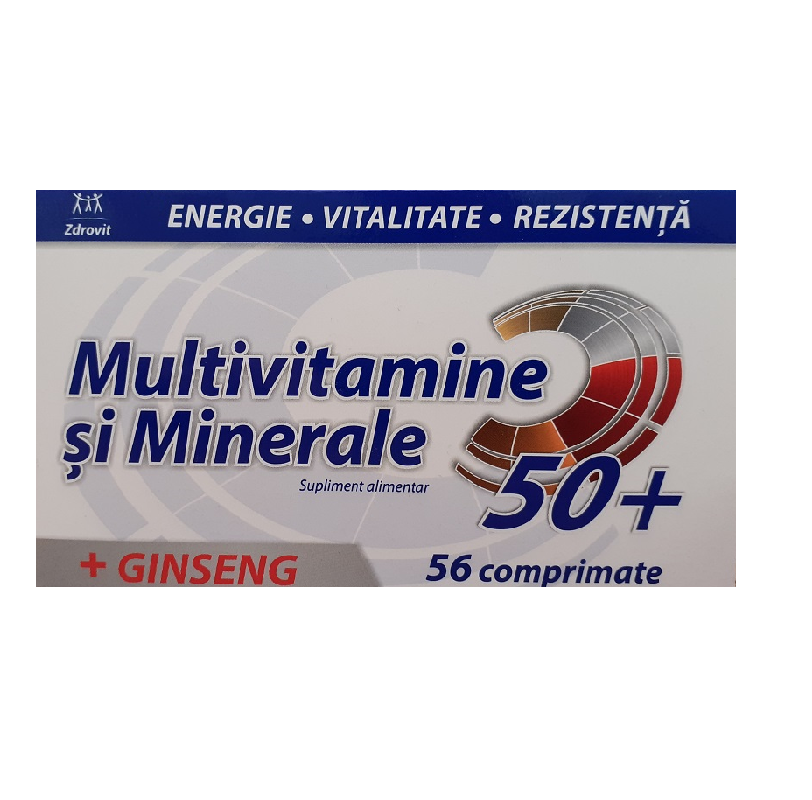 Multivitamine si Minerale 50+ cu Ginseng, 56 comprimate, Zdrovit