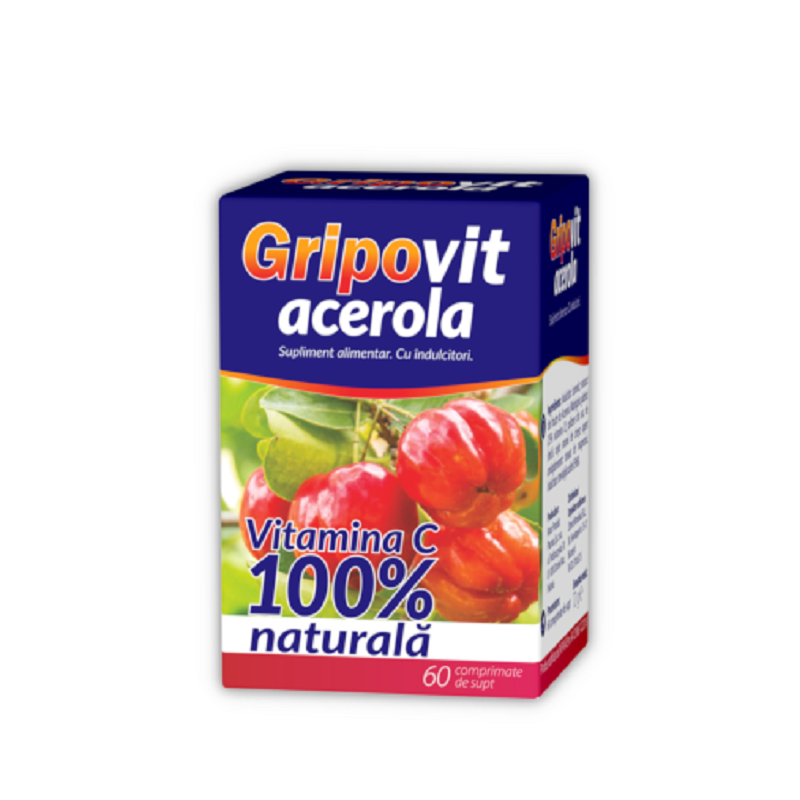 Gripovit Acerola, 60 comprimate de supt, Zdrovit