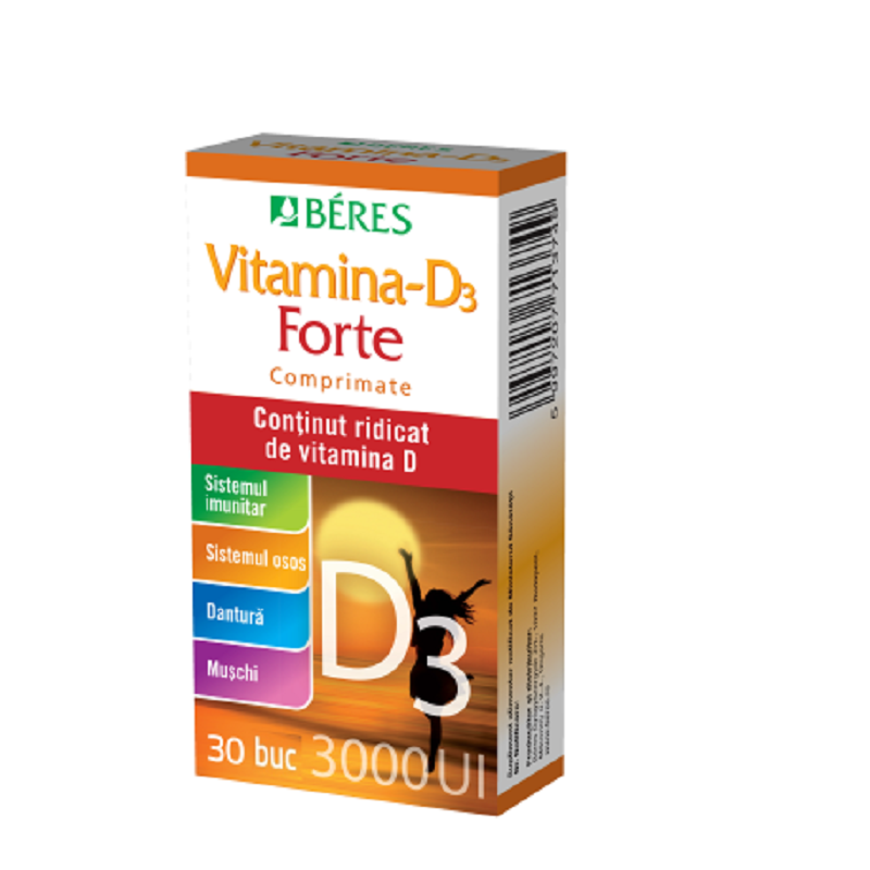 Vitamina D3 Forte, 3000 UI, 30 capsule, Beres