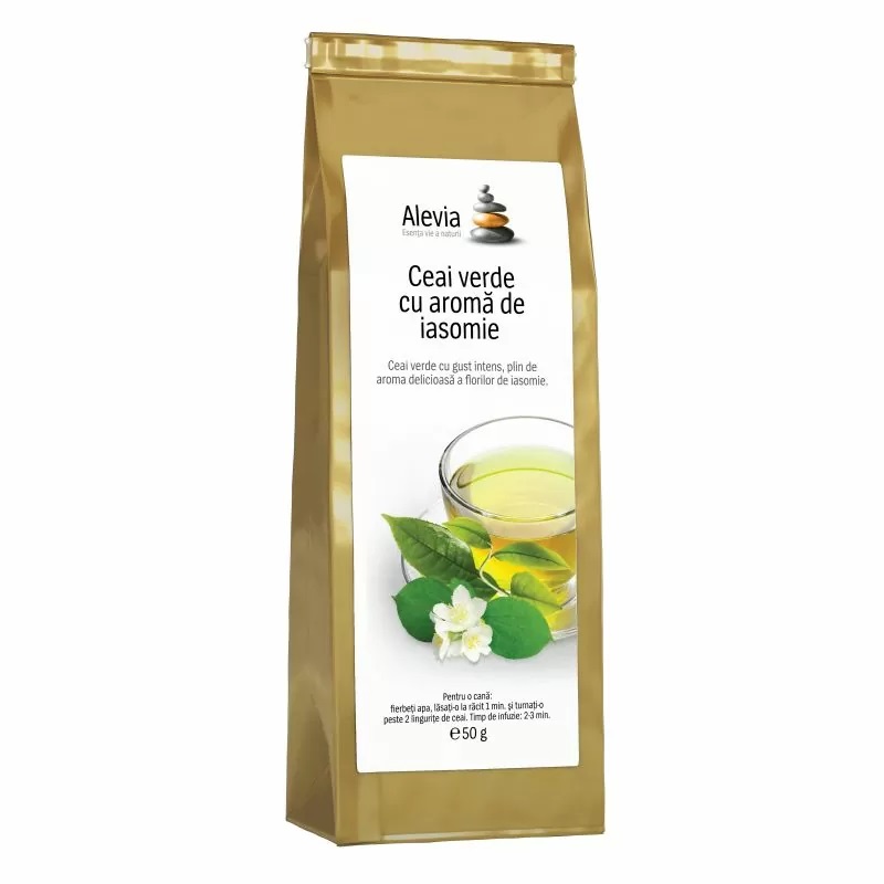 Ceai verde cu aroma de iasomie, 50g, Alevia