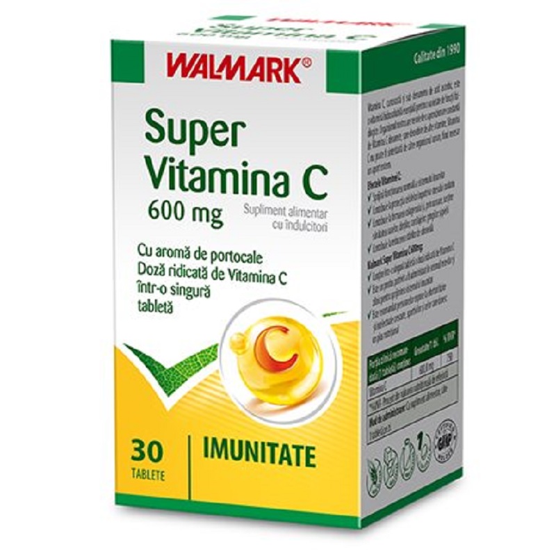 Super vitamina C Imunitate, 600 mg, 30 tablete, Walmark