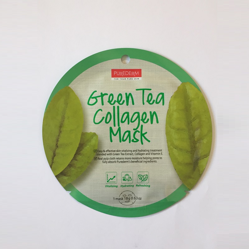 Masca tratament din celuloza naturala, revitalizare extract de ceai verde si vit. E, 18 g, Purederm
