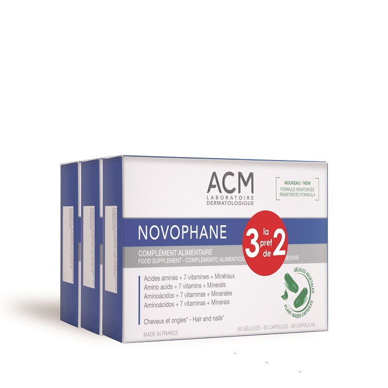 Pachet pentru unghii si par Novophane, 3 x 60 capsule, ACM