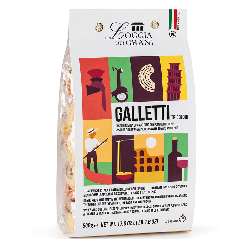 Paste din grau dur tricolore Galletti, 500g, Dalla Costa