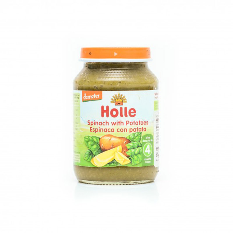 Piure Bio din spanac si cartofi, 190 g, Holle Baby Food