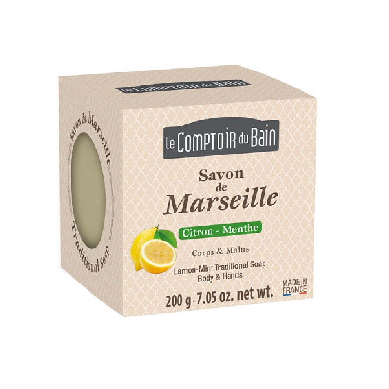 Sapun traditional de Marsilia cu parfum de Lamaie-Menta, 200 g, Le Comptoir du Bain