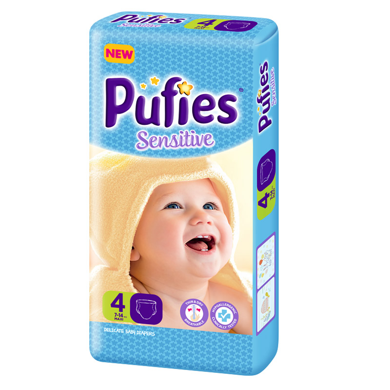 Scutece nr. 4 Pufies Baby Sensitive Maxi, 7-14 kg, 18 buc, Ficosota