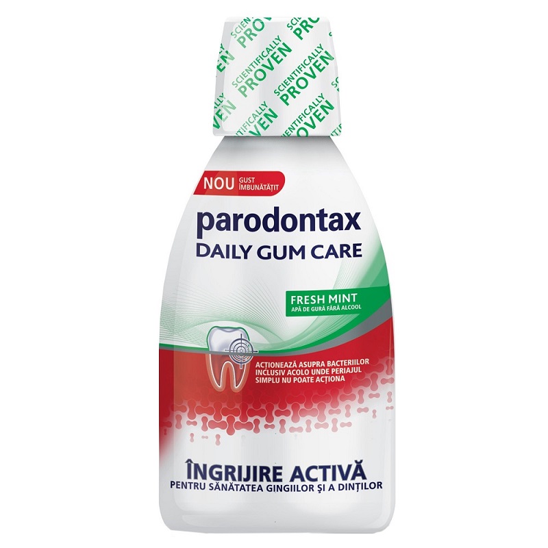 Apa de gura fara alcool Daily Gum Care Fresh Mint, 300 ml, Parodontax