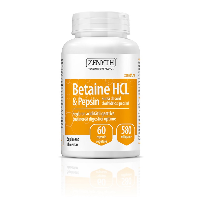Betaine HCL & Pepsin, 580 MG, 60 capsule, Zenyth