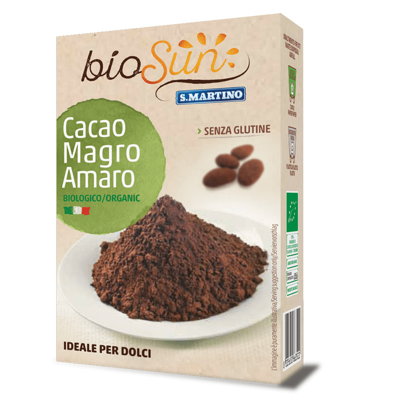 Pudra eco de cacao fara gluten amaruie cu continut scazut de grasimi, Biosun, 75 gr, S.Martino
